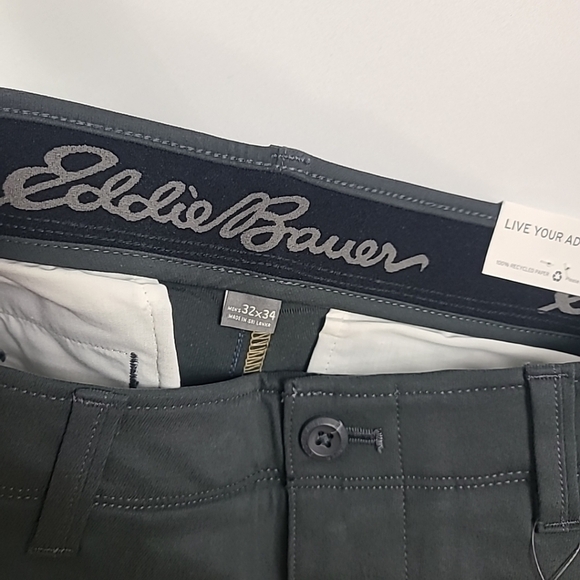 NEW Eddie BauerMen's 32 x 34 Flex Wrinkle-Resistant Sport Chinos Carbon Gray $85 - Picture 8 of 9